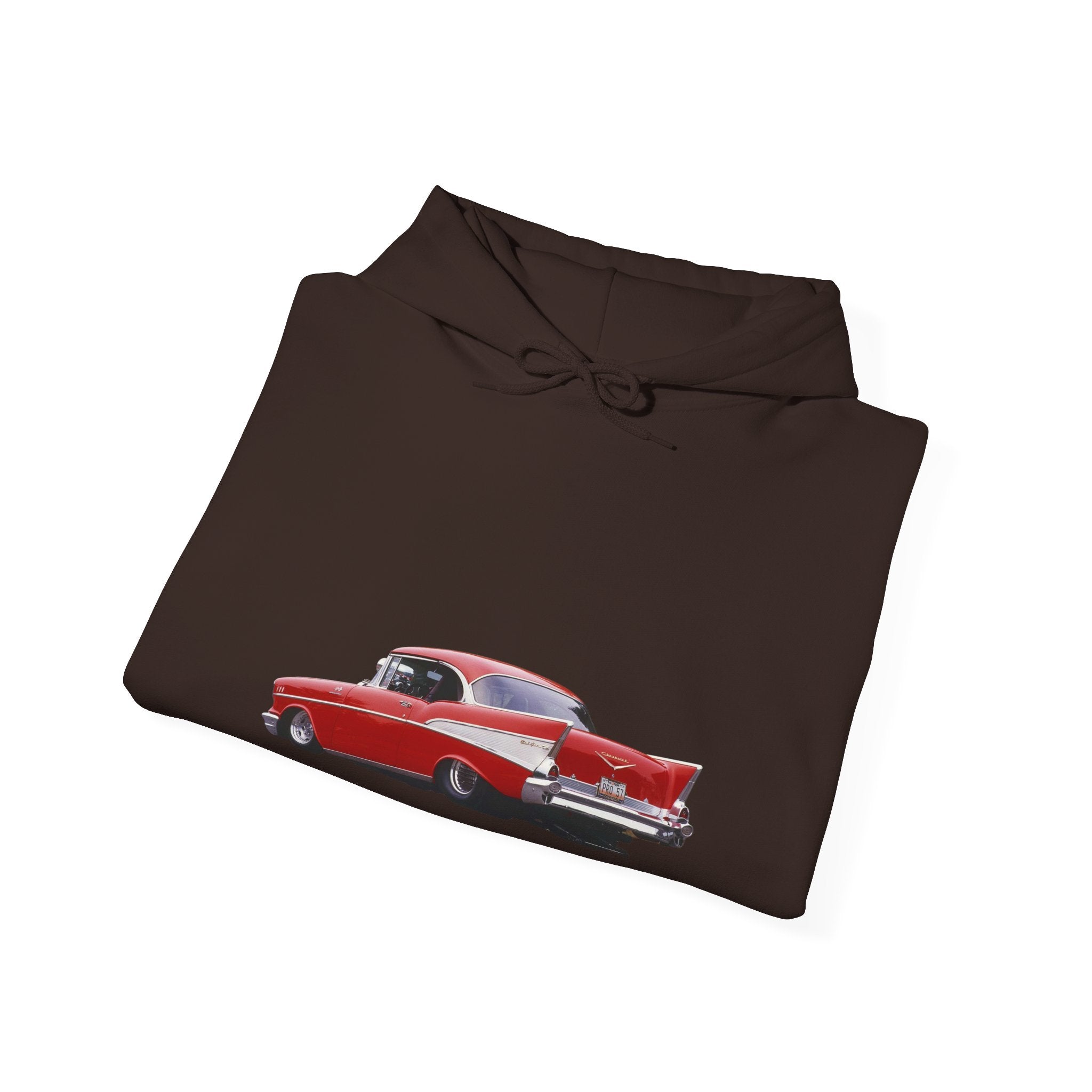 Classic Red Muscle Car Hoodie — Redline Roasters Vintage Racing Sweatshirt