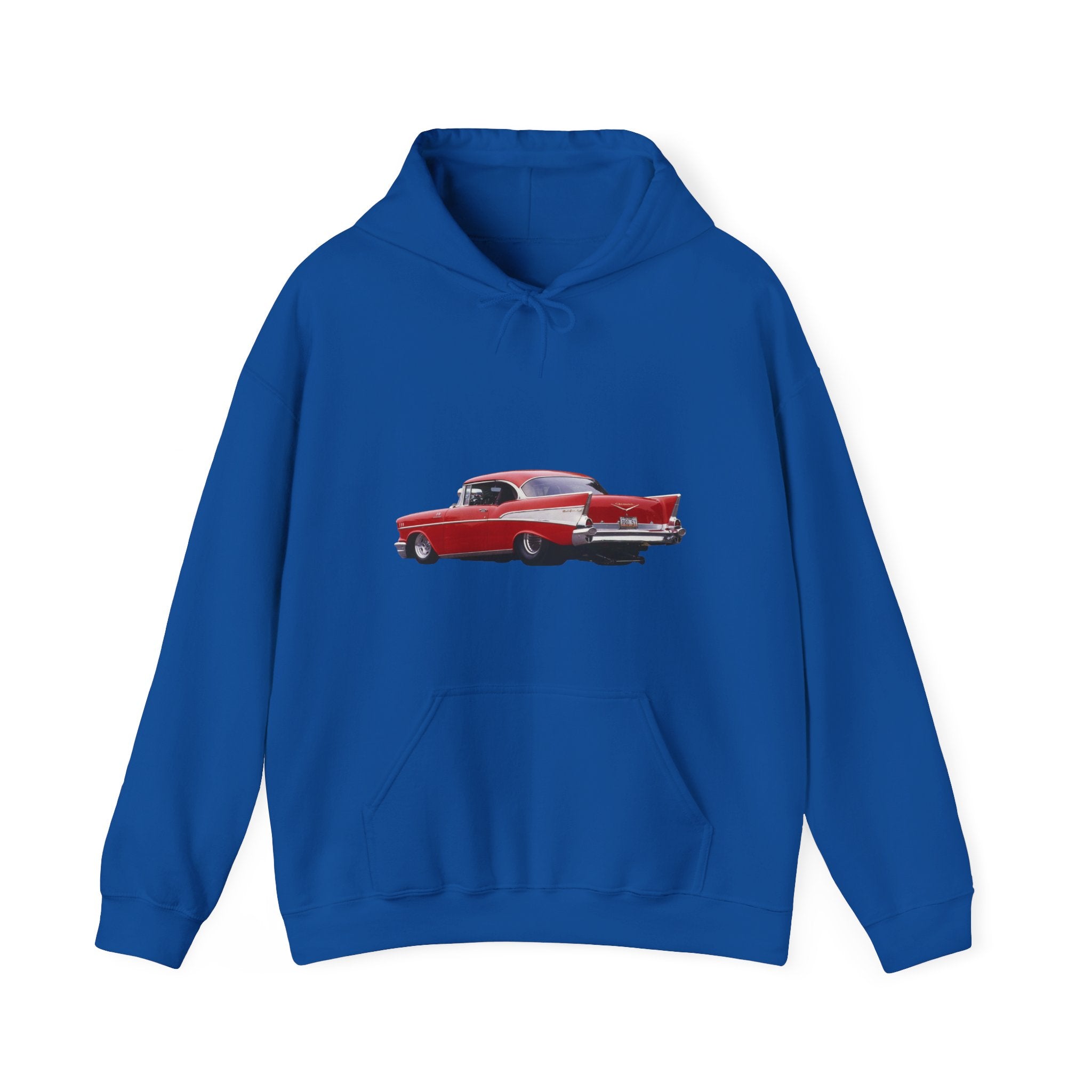 Classic Red Muscle Car Hoodie — Redline Roasters Vintage Racing Sweatshirt