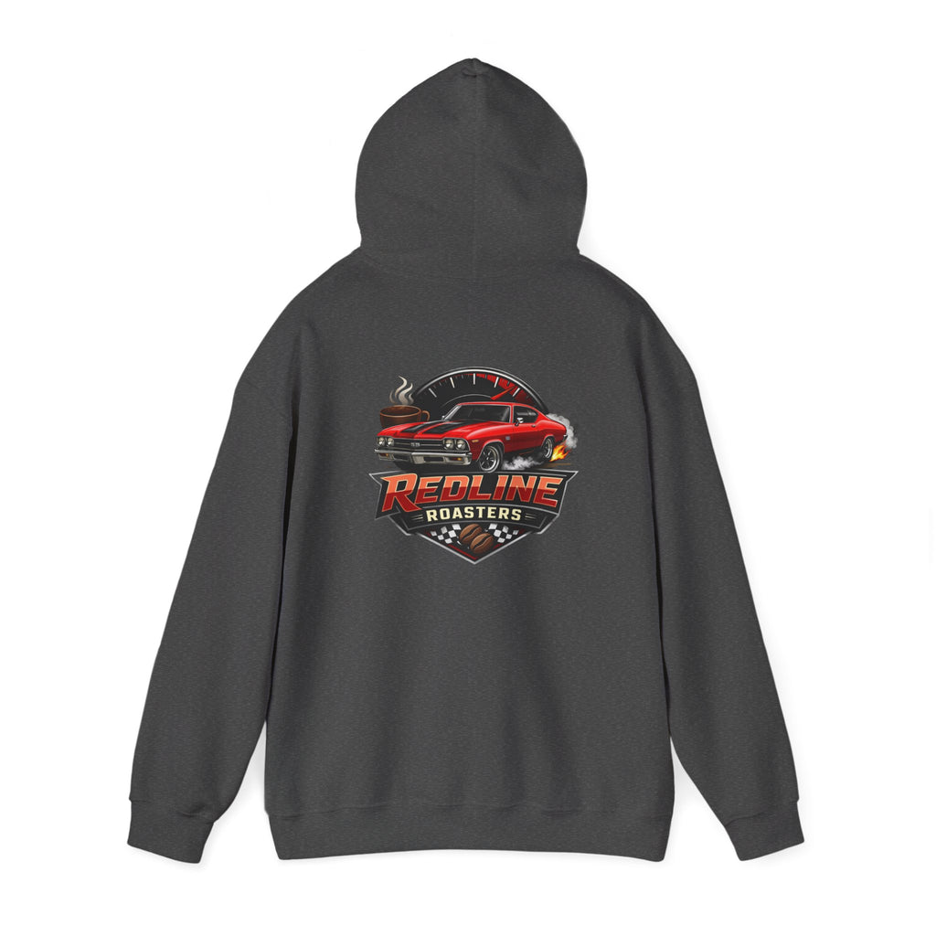 Classic Red Muscle Car Hoodie — Redline Roasters Vintage Racing Sweatshirt