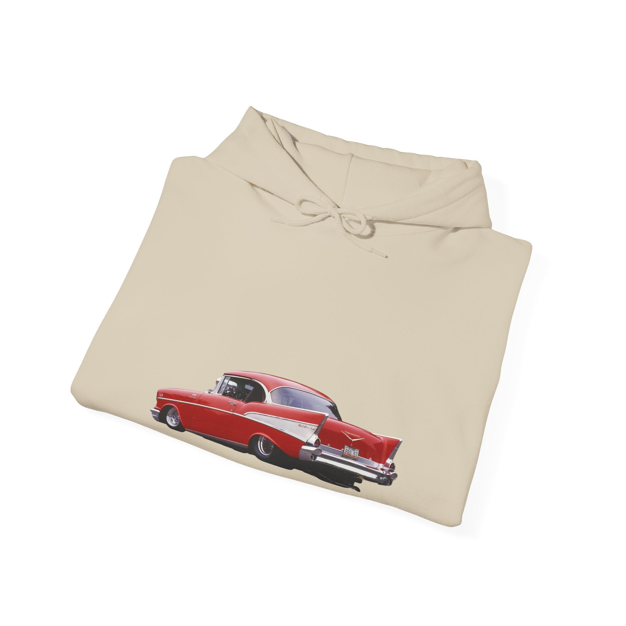 Classic Red Muscle Car Hoodie — Redline Roasters Vintage Racing Sweatshirt