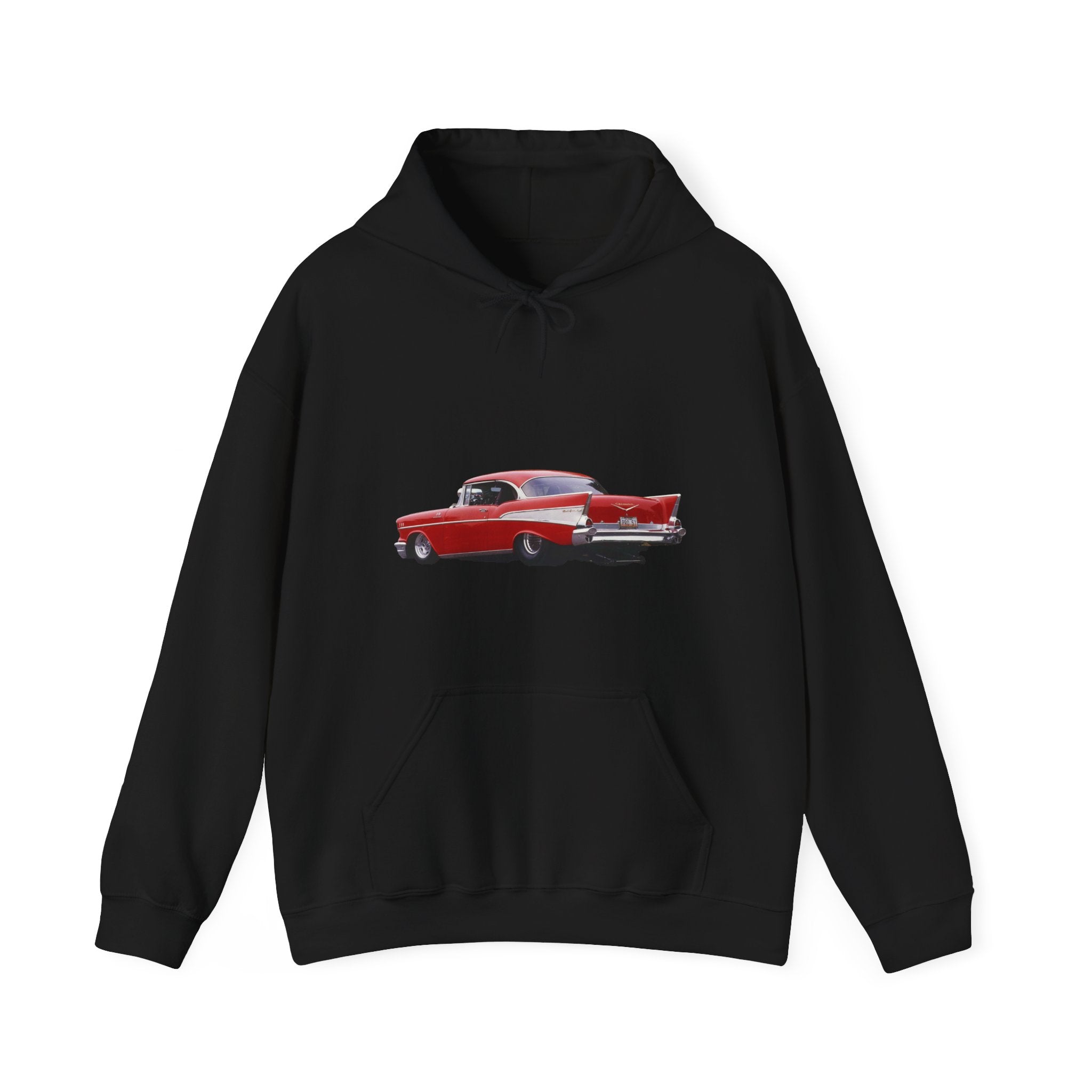 Classic Red Muscle Car Hoodie — Redline Roasters Vintage Racing Sweatshirt