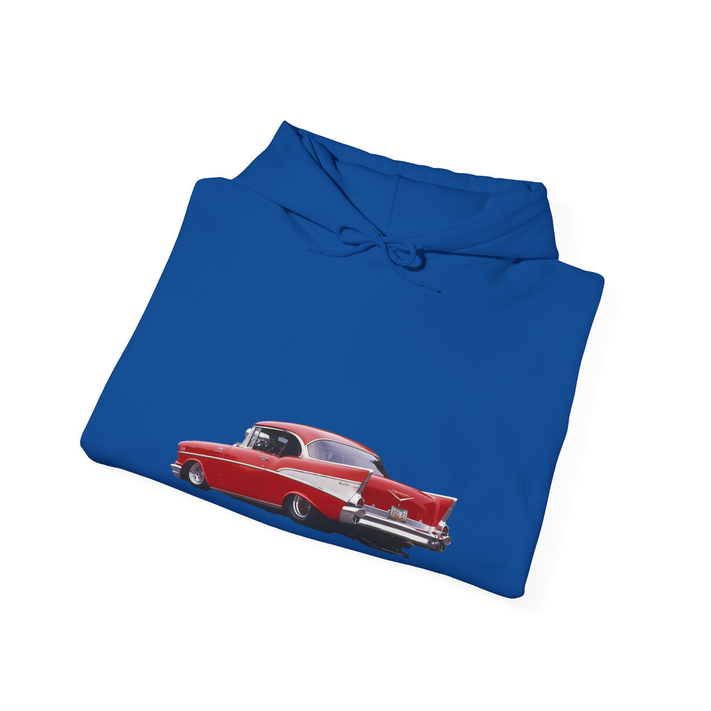 Classic Red Muscle Car Hoodie — Redline Roasters Vintage Racing Sweatshirt