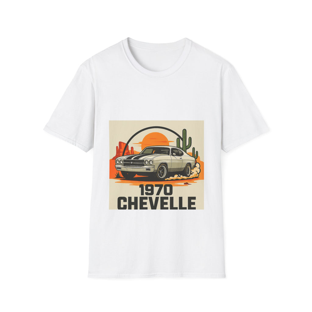 1970 Chevelle Classic Car T-Shirt — Vintage Muscle Car Sunset Design