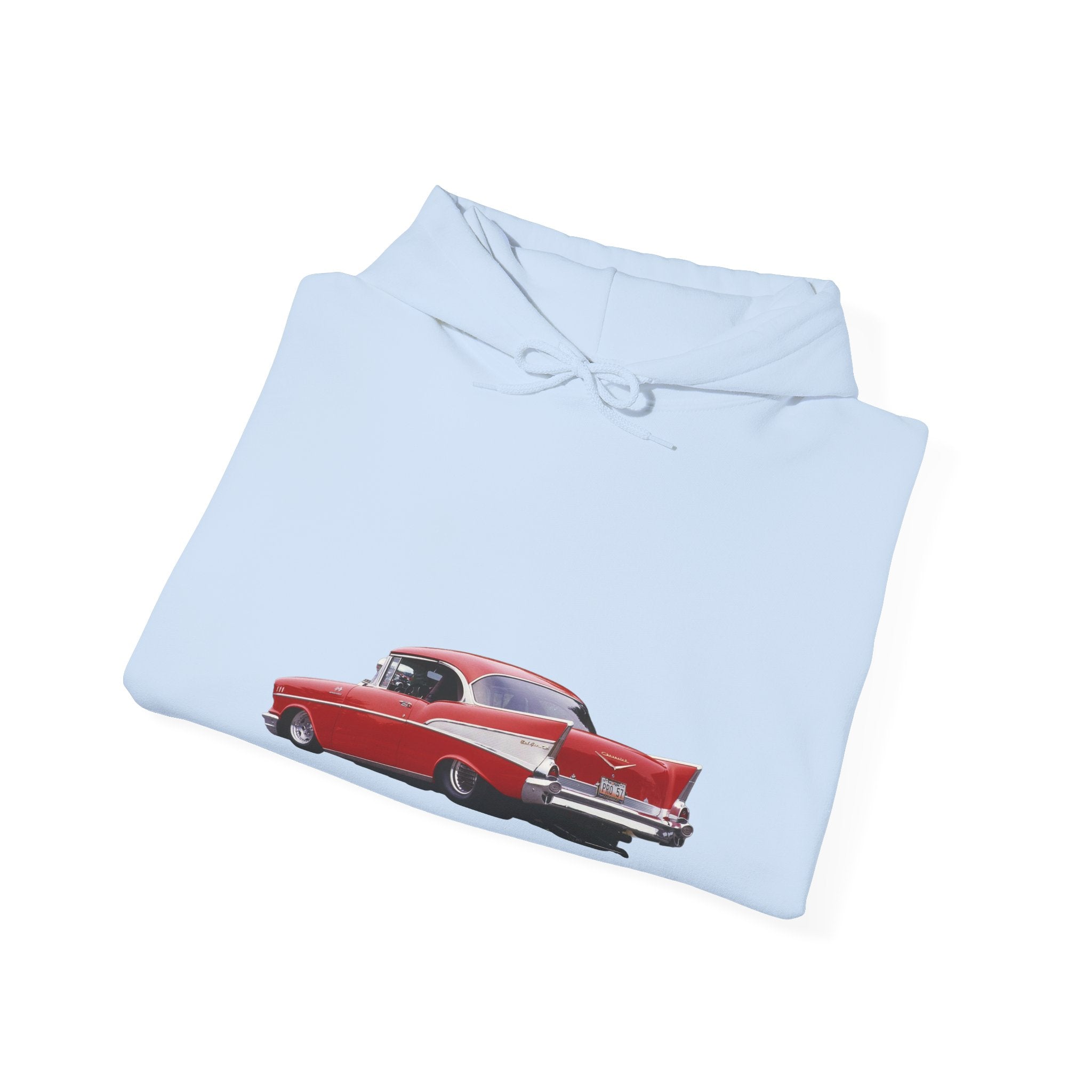 Classic Red Muscle Car Hoodie — Redline Roasters Vintage Racing Sweatshirt