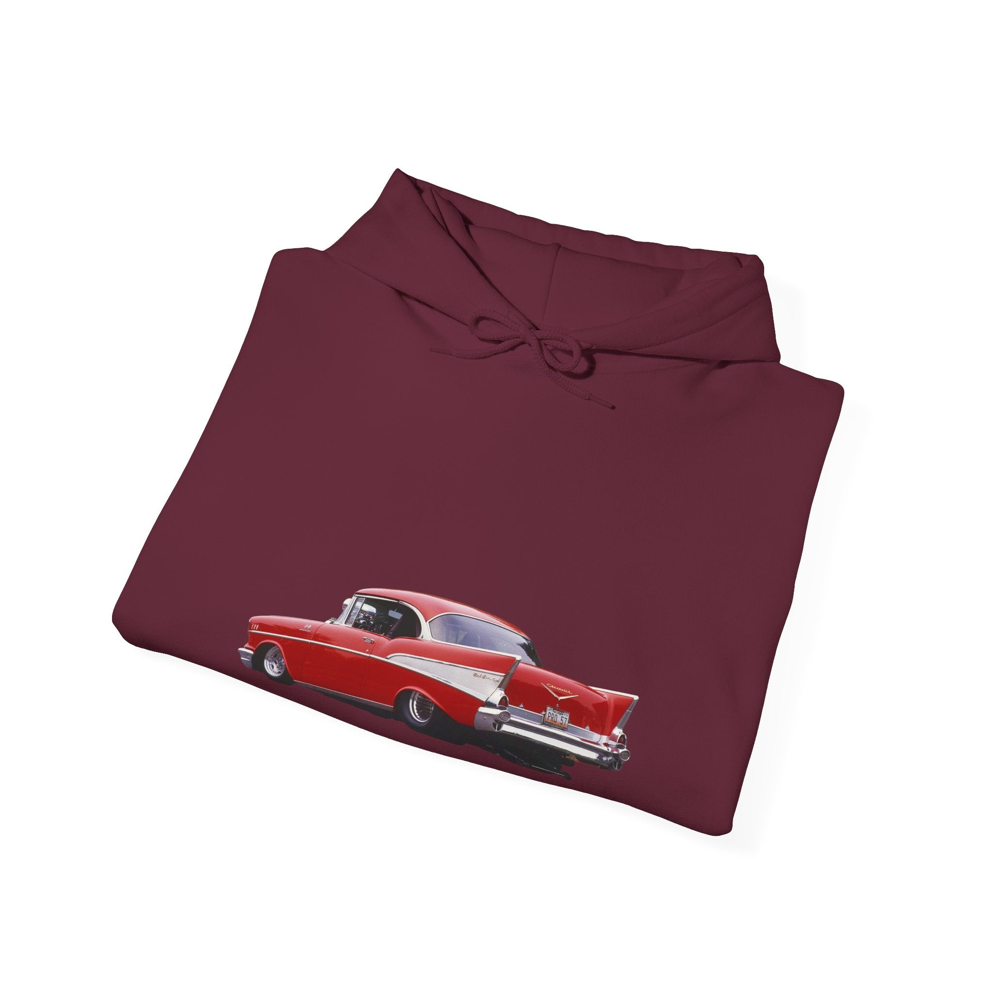 Classic Red Muscle Car Hoodie — Redline Roasters Vintage Racing Sweatshirt