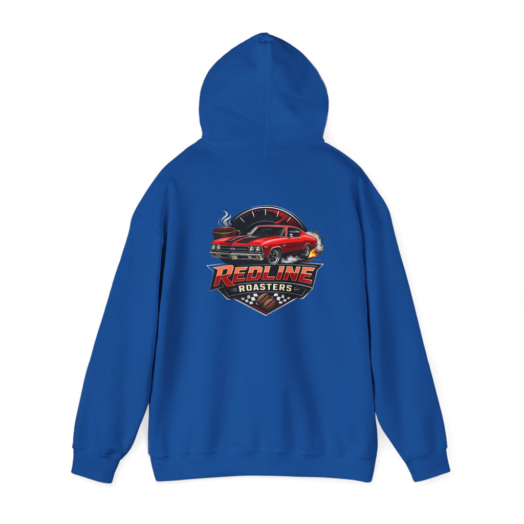 Classic Red Muscle Car Hoodie — Redline Roasters Vintage Racing Sweatshirt