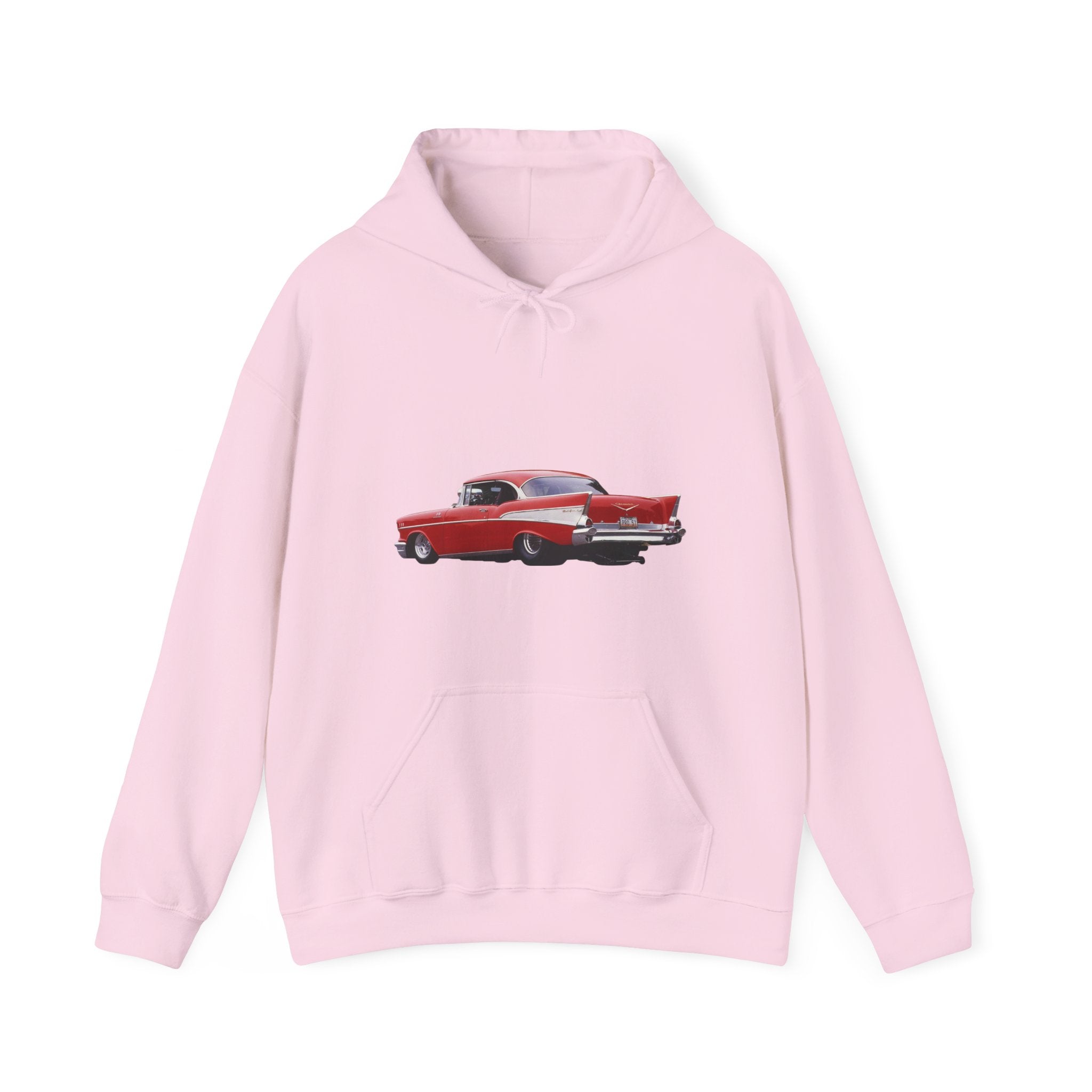 Classic Red Muscle Car Hoodie — Redline Roasters Vintage Racing Sweatshirt