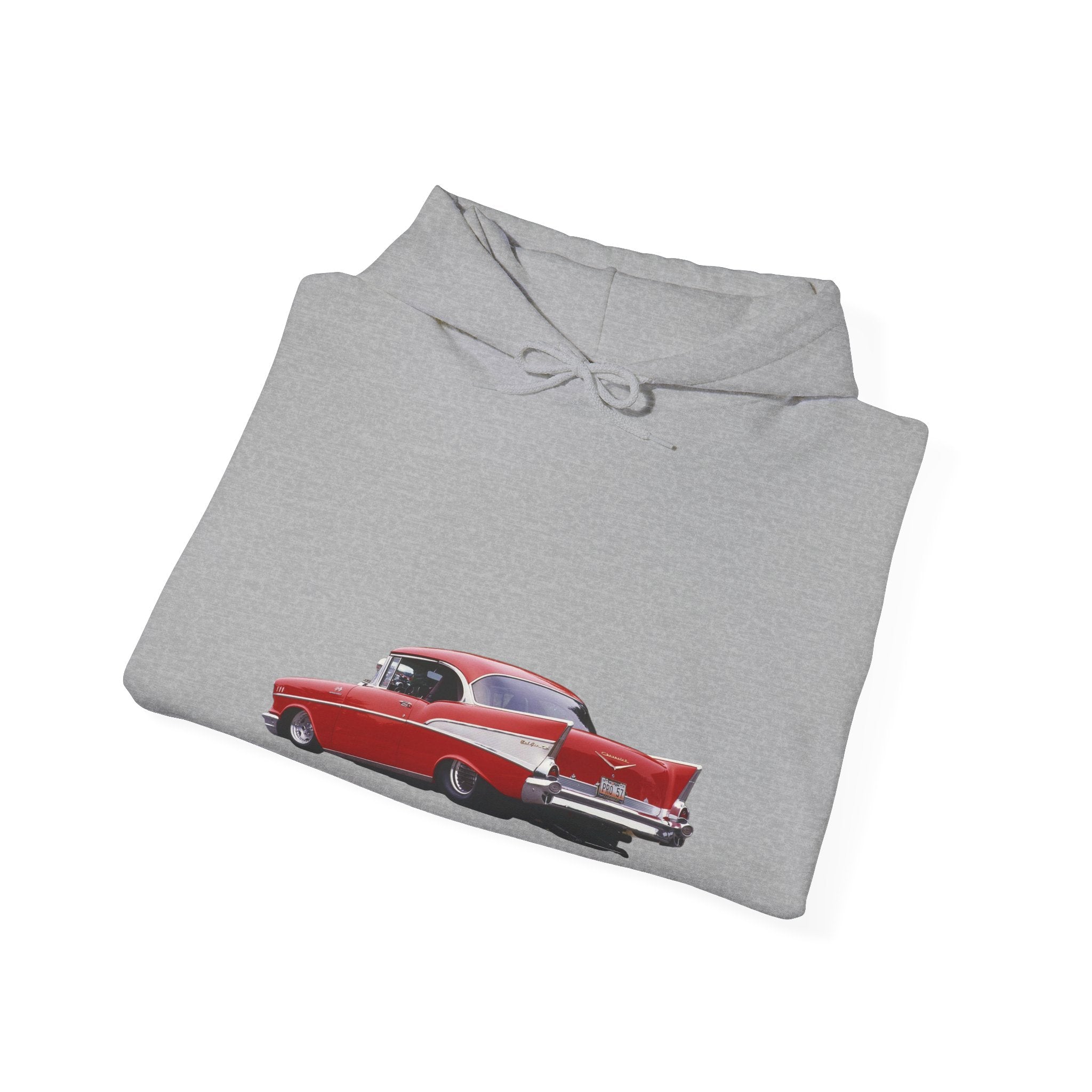 Classic Red Muscle Car Hoodie — Redline Roasters Vintage Racing Sweatshirt