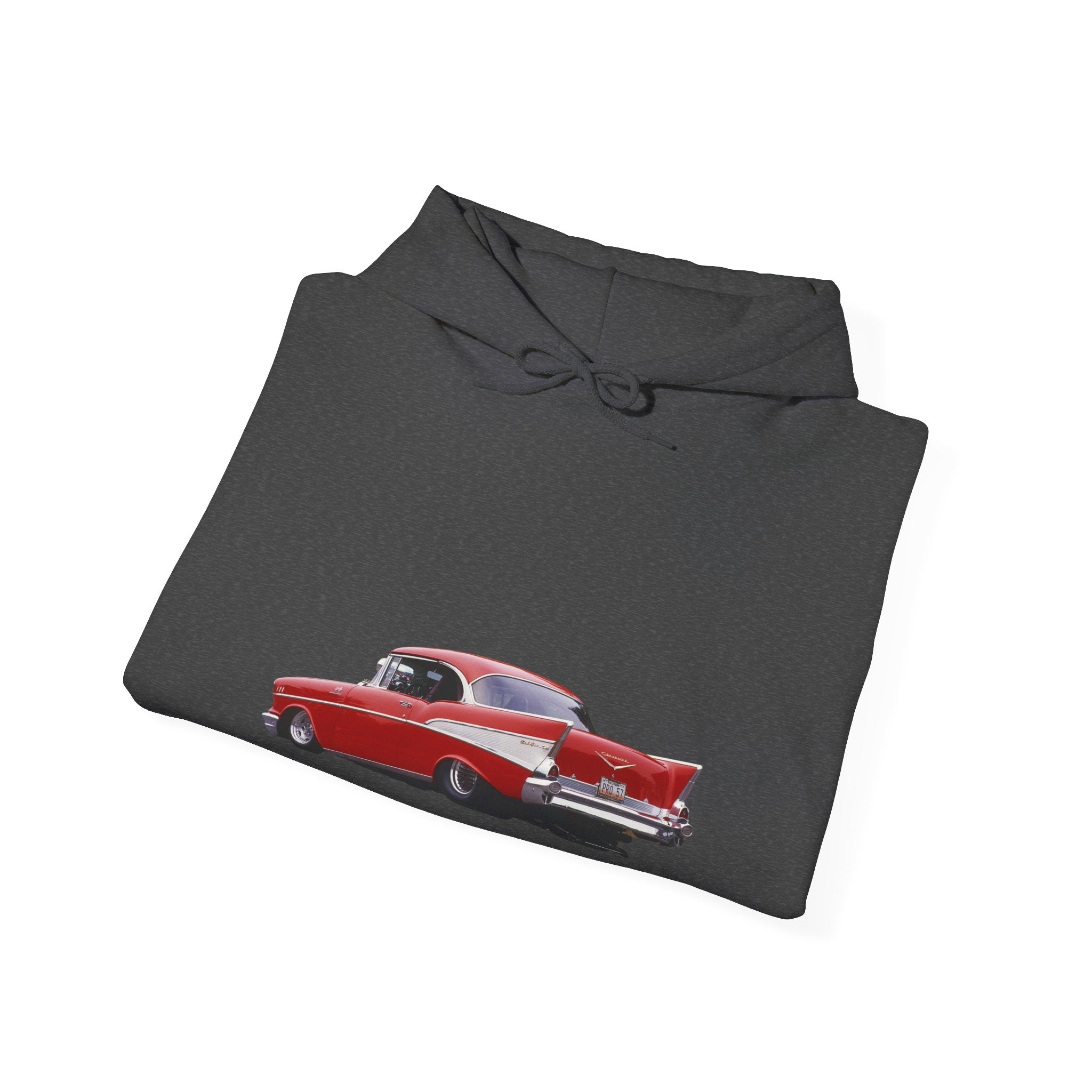 Classic Red Muscle Car Hoodie — Redline Roasters Vintage Racing Sweatshirt