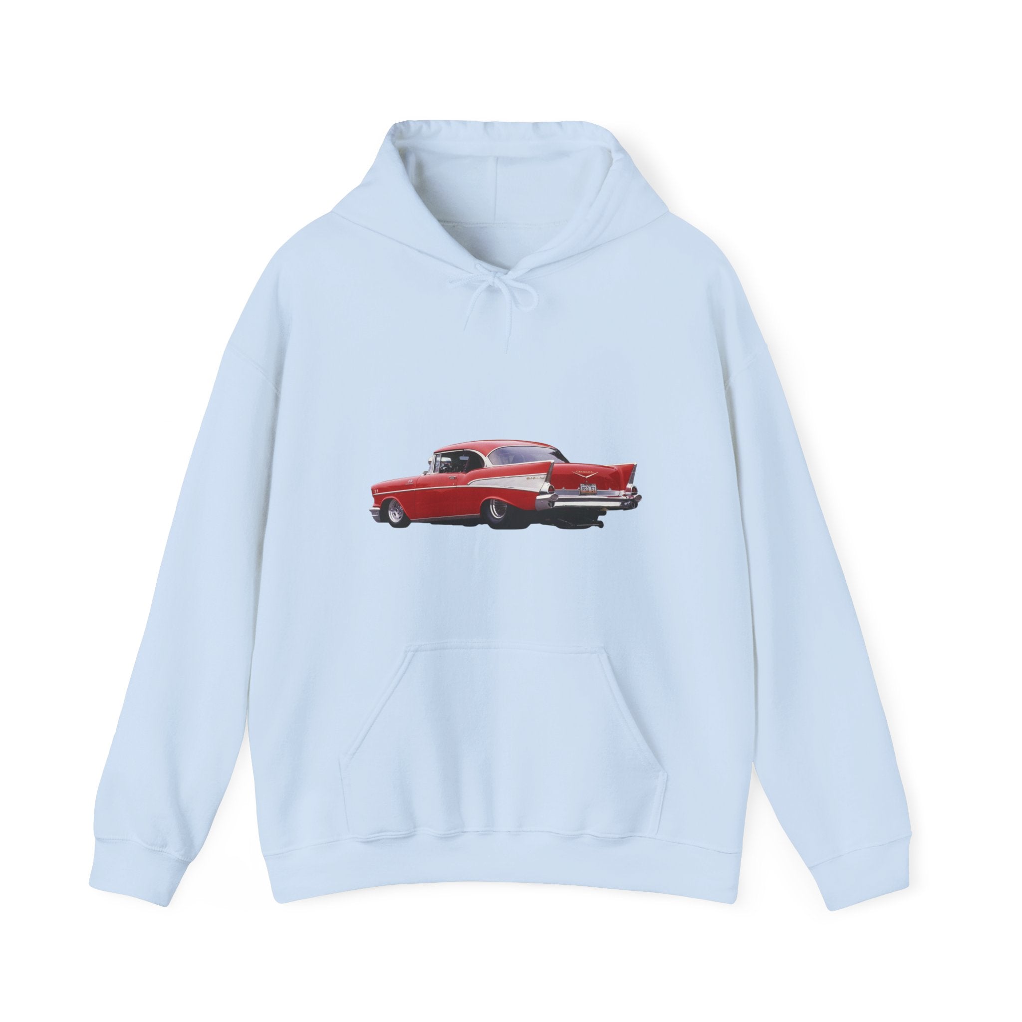 Classic Red Muscle Car Hoodie — Redline Roasters Vintage Racing Sweatshirt