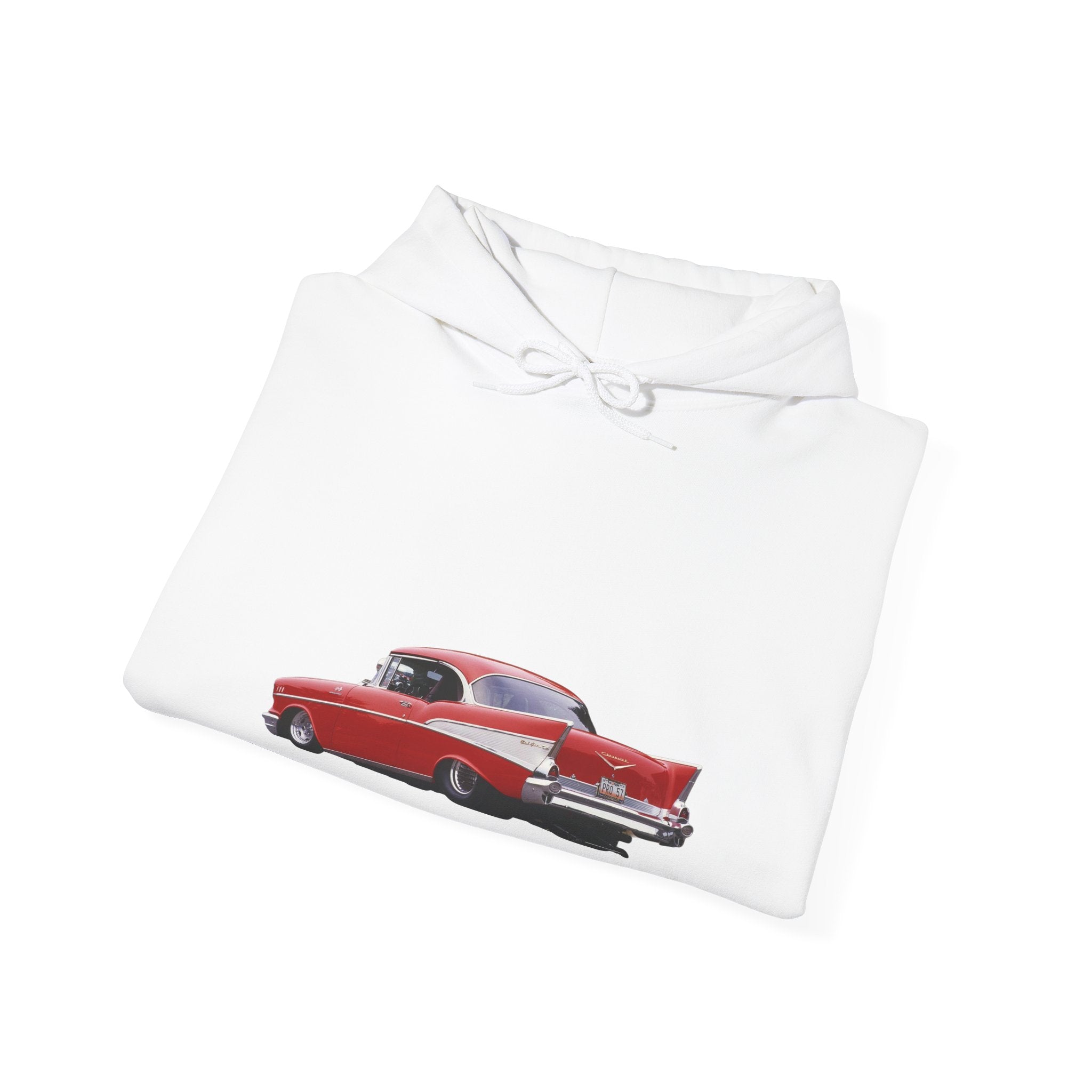 Classic Red Muscle Car Hoodie — Redline Roasters Vintage Racing Sweatshirt