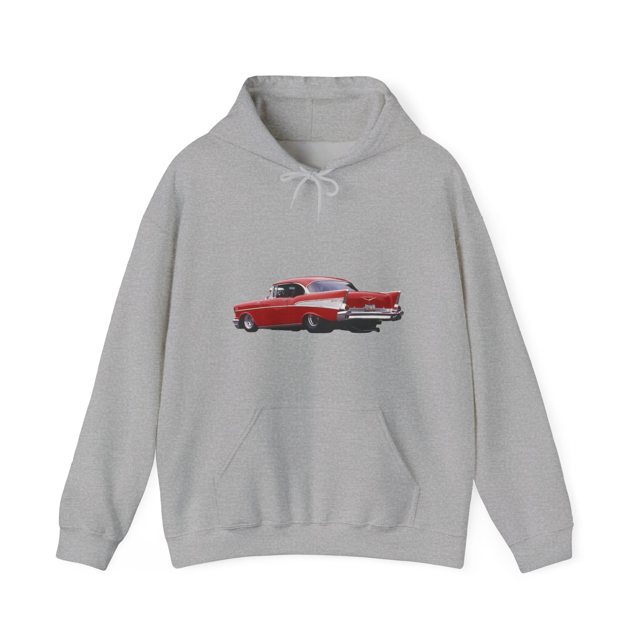 Classic Red Muscle Car Hoodie — Redline Roasters Vintage Racing Sweatshirt