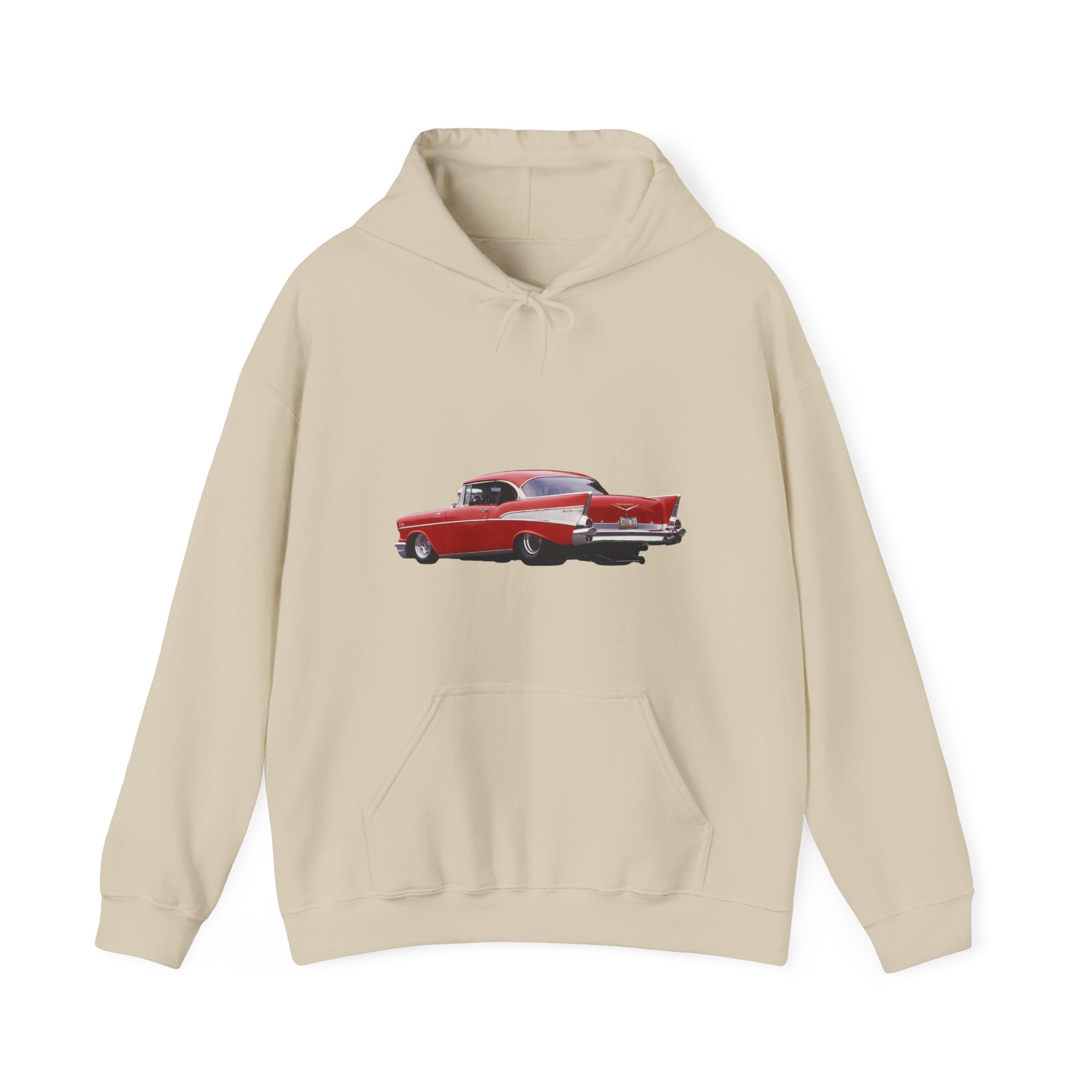Classic Red Muscle Car Hoodie — Redline Roasters Vintage Racing Sweatshirt