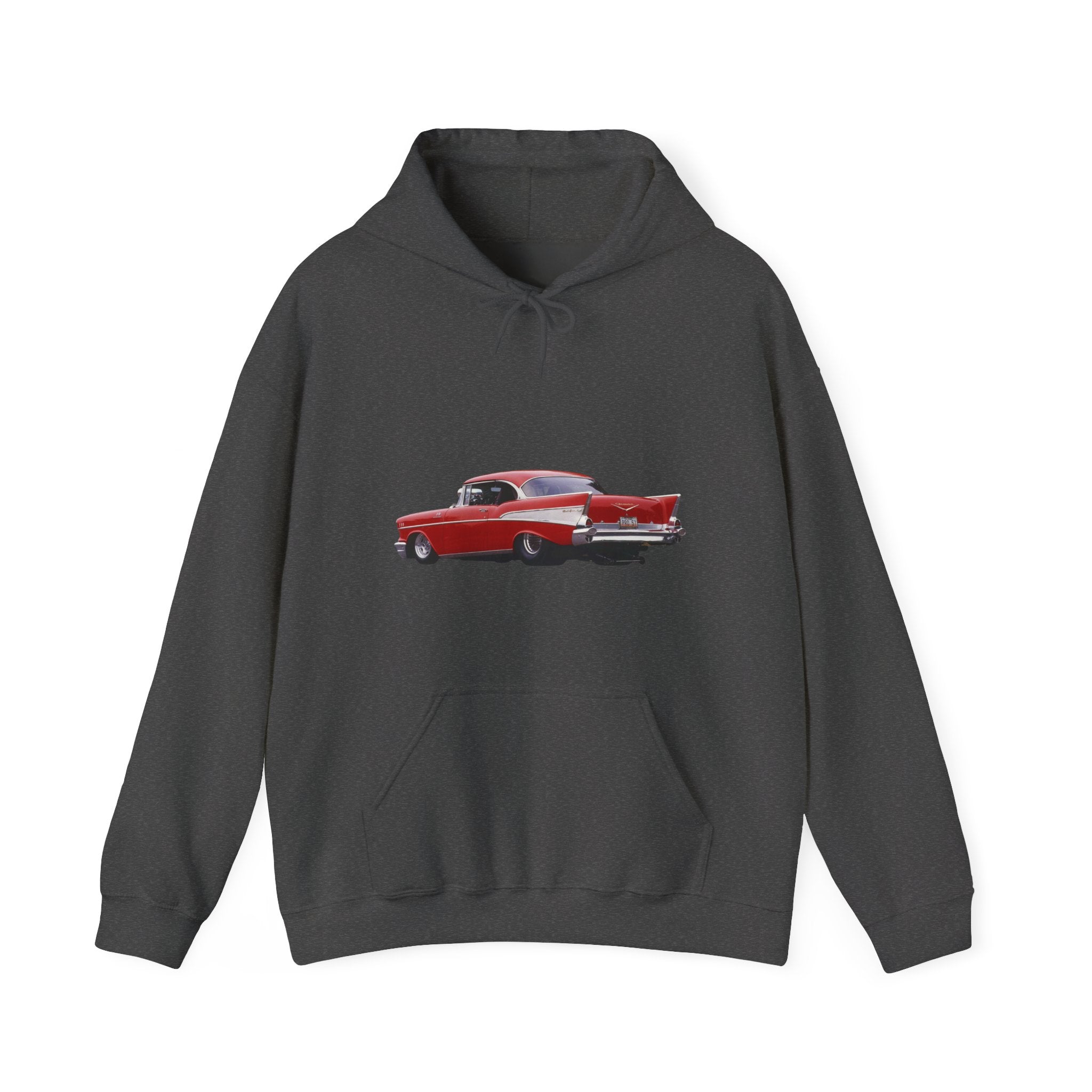Classic Red Muscle Car Hoodie — Redline Roasters Vintage Racing Sweatshirt